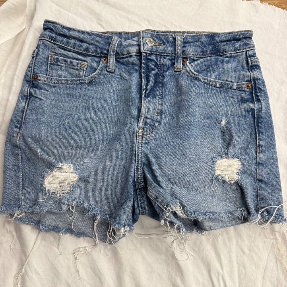 Old Navy OG Short High Rise Distressed Denim Cut Off Jean Shorts Light Wash 4